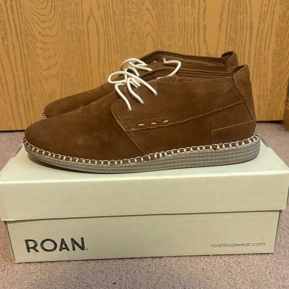 ROAN Men's Suede Desert Chukka Shoes with Espadrille Sole